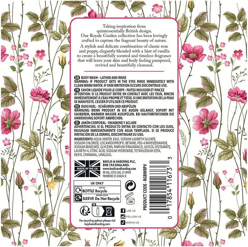 Baylis & Harding Royale Garden Rose Poppy & Vanilla Body Wash 500ml at Baby City's Shop