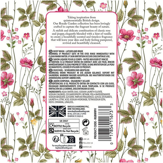 Baylis & Harding Royale Garden Rose Poppy & Vanilla Body Wash 500ml at Baby City's Shop