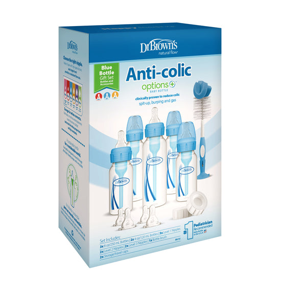 Dr Brown's Anti-Colic Options+ Narrow Neck Blue Baby Bottle Gift Set l To Buy at Baby City