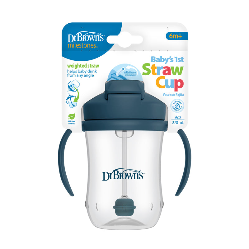 Dr Brown's Straw Cup Navy 270ml l To Buy at Baby City