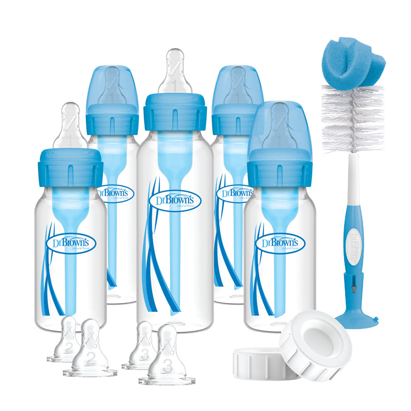 Dr Brown's Anti-Colic Options+ Narrow Neck Blue Baby Bottle Gift Set at Baby City