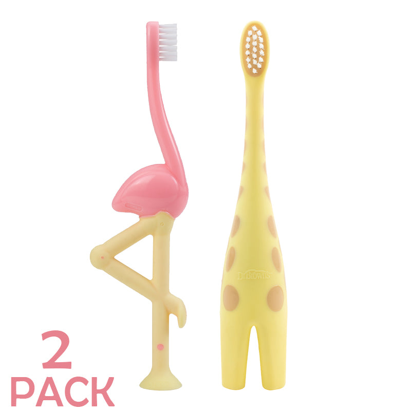 Dr Brown's Giraffe & Flamingo Toothbrush Set