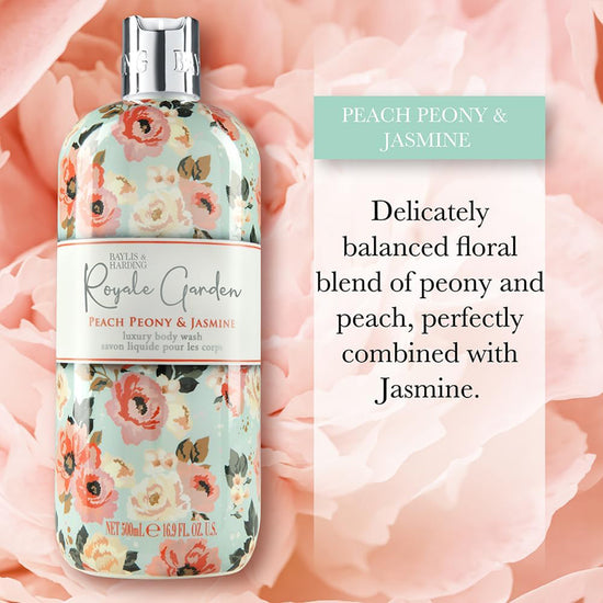 Baylis & Harding Royale Garden Peach Peony & Jasmine Body Wash 500ml l Baby City UK Stockist