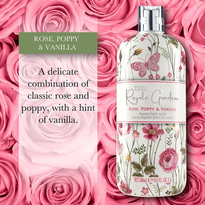 Baylis & Harding Royale Garden Rose Poppy & Vanilla Body Wash 500ml l Baby City UK Stockist